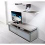 Mobile TV & HiFi-WHITE LABEL-Meuble TV TALAC gris mat 2 portes coulissantes bla