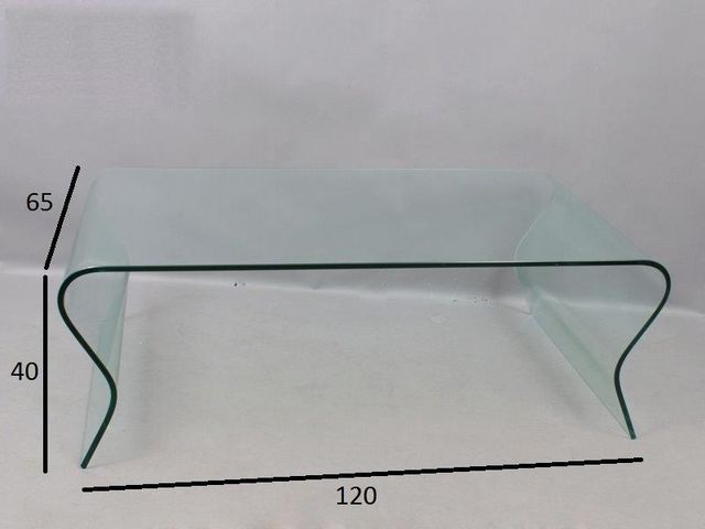 WHITE LABEL - Tavolino rettangolare-WHITE LABEL-Table basse en verre ondulée SCOOP