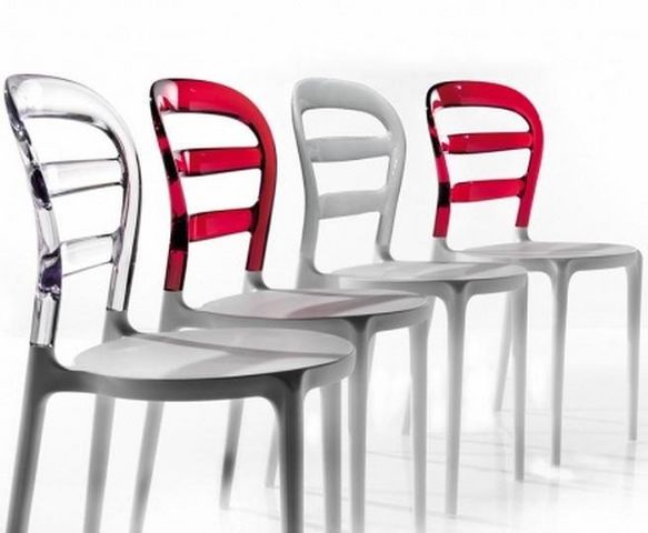 WHITE LABEL - Sedia-WHITE LABEL-Lot de 2 chaises design DEJAVU en plexiglas transp