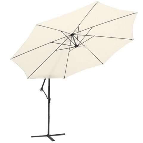 WHITE LABEL - Ombrellone con braccio laterale-WHITE LABEL-Parasol déporté de 3,5 m beige + Housse