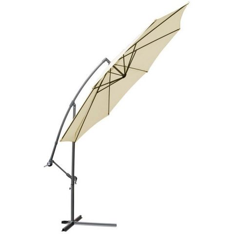WHITE LABEL - Ombrellone con braccio laterale-WHITE LABEL-Parasol déporté de 3,5 m beige + Housse