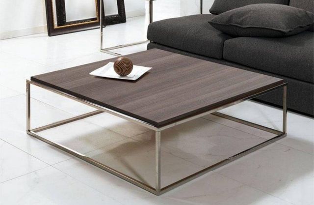 WHITE LABEL - Tavolino quadrato-WHITE LABEL-Table basse carré MIMI  noyer